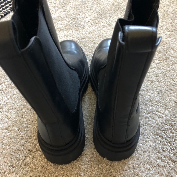 NWT Zara Black Flat Leather Lug Ankle Boots. Size 7.5. - Picture 8 of 10